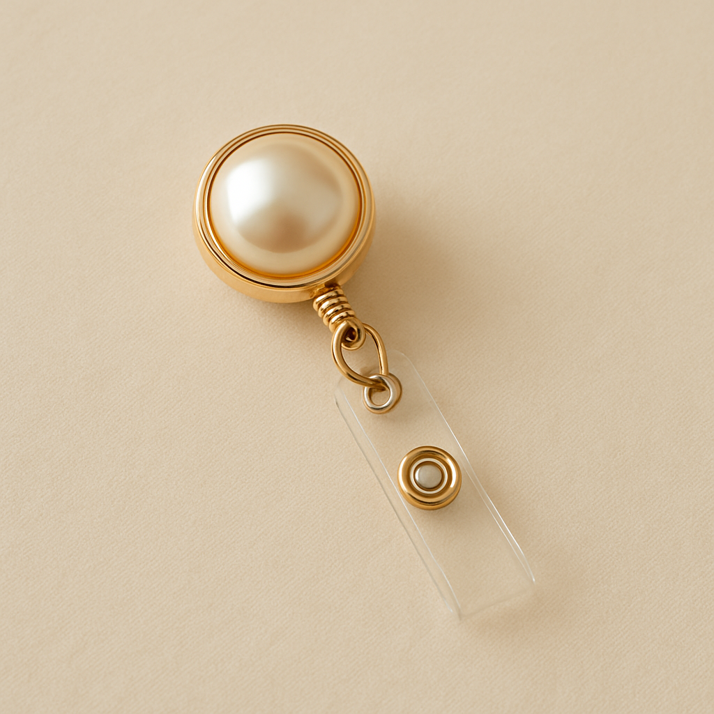 Gold and pearl badge reel