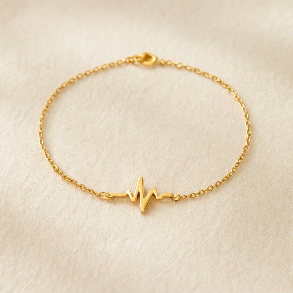 Gold EKG heartbeat bracelet