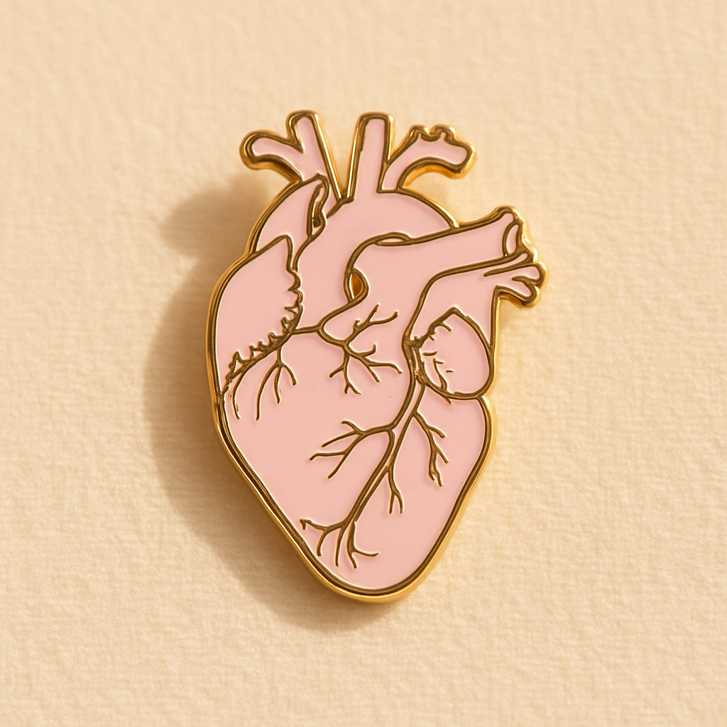 Anatomical heart enamel pin